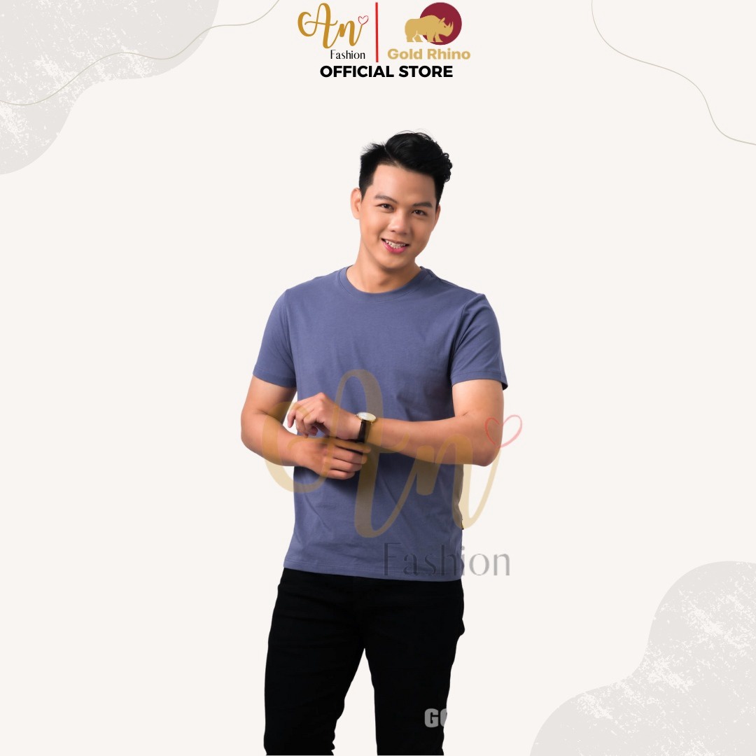 áo Thun Nam Cổ Tròn Màu Việt Quất 100% Cotton Cao Cấp – Gold Rhino