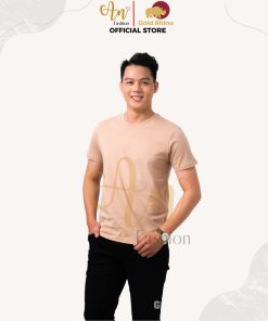 áo Thun Nam Cổ Tròn Màu Beige 100% Cotton Cao Cấp – Gold Rhino