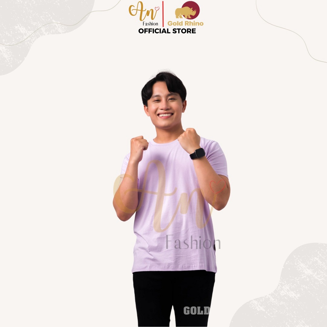 áo Thun Nam Cổ Tròn Màu Tím Pastel 100% Cotton Cao Cấp – Gold Rhino