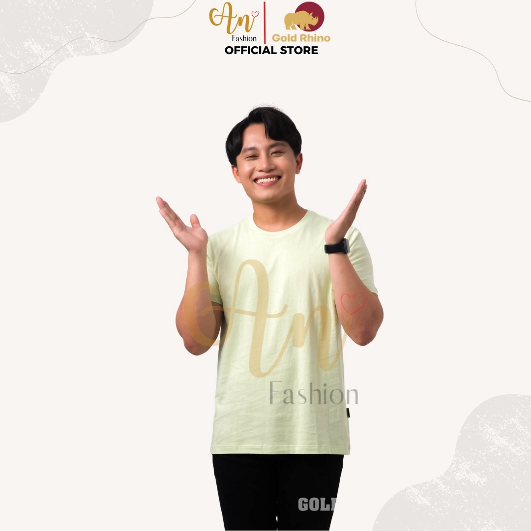 áo Thun Nam Cổ Tròn Màu Cốm Sữa 100% Cotton Cao Cấp – Gold Rhino