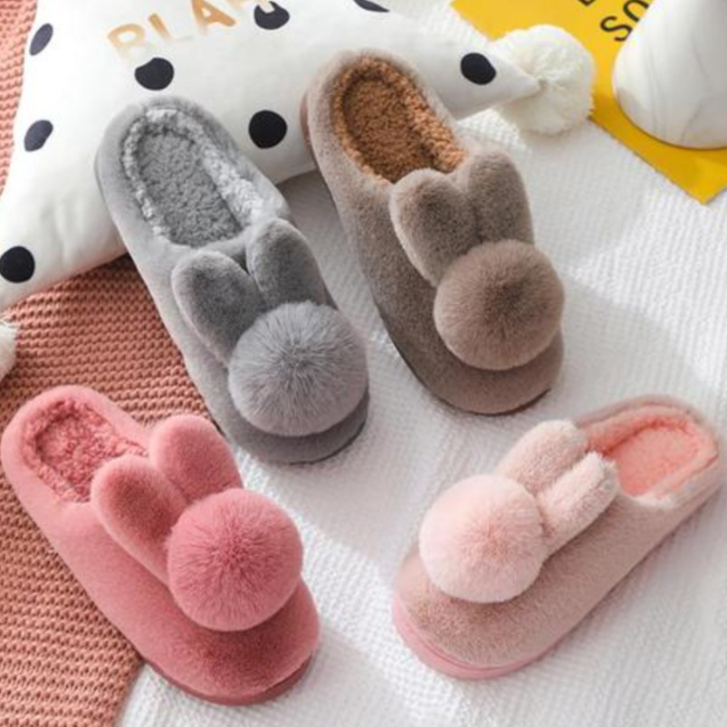 Dép Lông Thỏ Chất Bông đi Trong Nhà, Giữ ấm Chống Trơn Trượt – Hana Mart