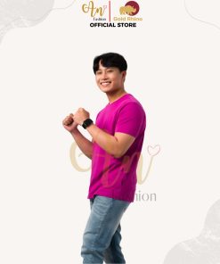 áo Thun Nam Cổ Tròn Màu Hồng Lotus 100% Cotton Cao Cấp – Gold Rhino