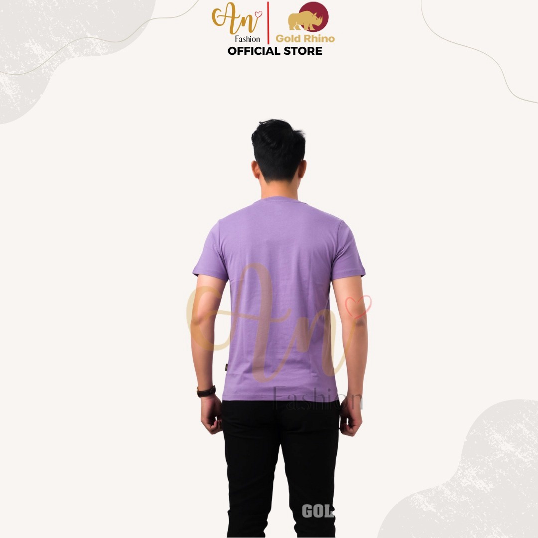 áo Thun Nam Cổ Tròn Màu Tím Lavender 100% Cotton Cao Cấp – Gold Rhino
