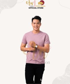 áo Thun Nam Cổ Tròn Màu Hồng Sakura 100% Cotton Cao Cấp – Gold Rhino