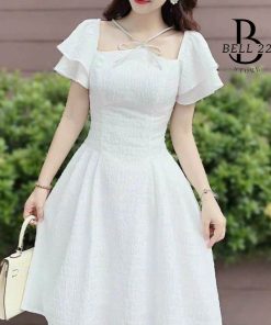 đầm Trắng Tay Bèo Dây Cổ (có Mút Ngực, Có Lót) B1129 – Bell22 Store