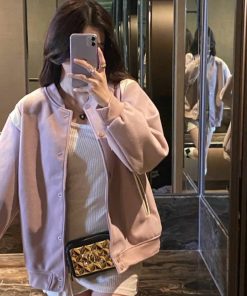 áo Khoác Bomber Nữ Kiểu Dáng Thời Trang Tuổi Hồng Siêu đáng Yêu Chất Vải Dày Dặn Phối Cúc Bấm áo đẹp Hot Trend-htm Fashion