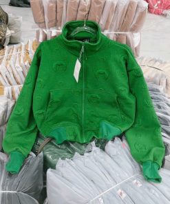 áo Khoác Nữ Phối Với Chất Liệu Vải Xốp áo Có In Hình đầu Sói Phối Hợp Với Khóa Kéo áo đẹp Hàng Hot Trend-htm Fashion