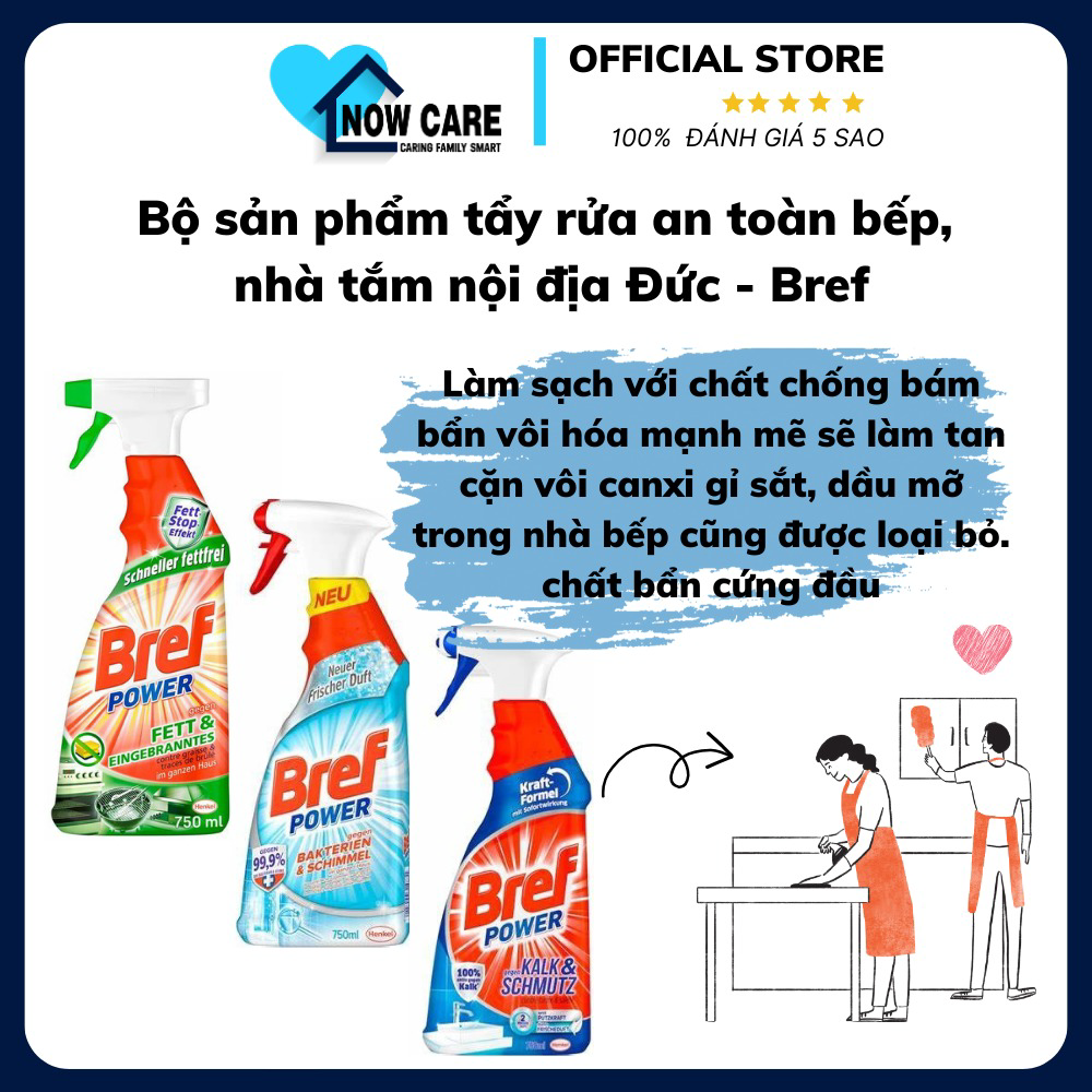 Bộ Sản Phẩm Tẩy Rửa An Toàn Bếp, Nhà Tắm Nội địa đức – Bref