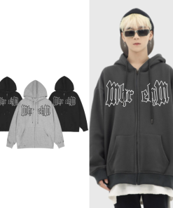 Hoodie Zip Mm Nỉ Bông Cotton Form Rộng Mũ To 2 Lớp – Monster X Street