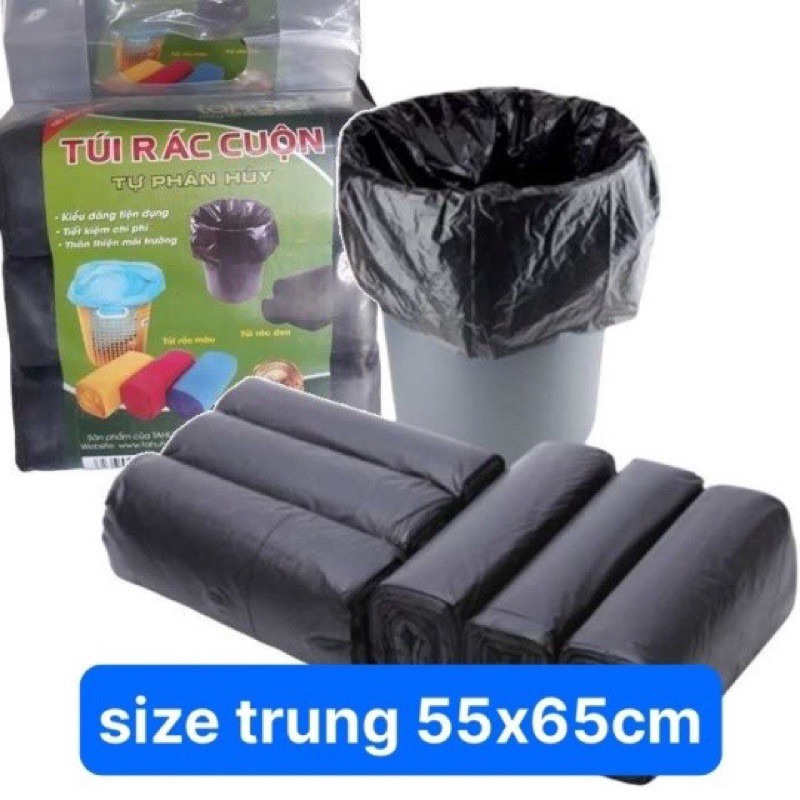 Túi đựng Rác Màu đen Size Trung 55x65cm (bọc 3 Cuộn) – Su