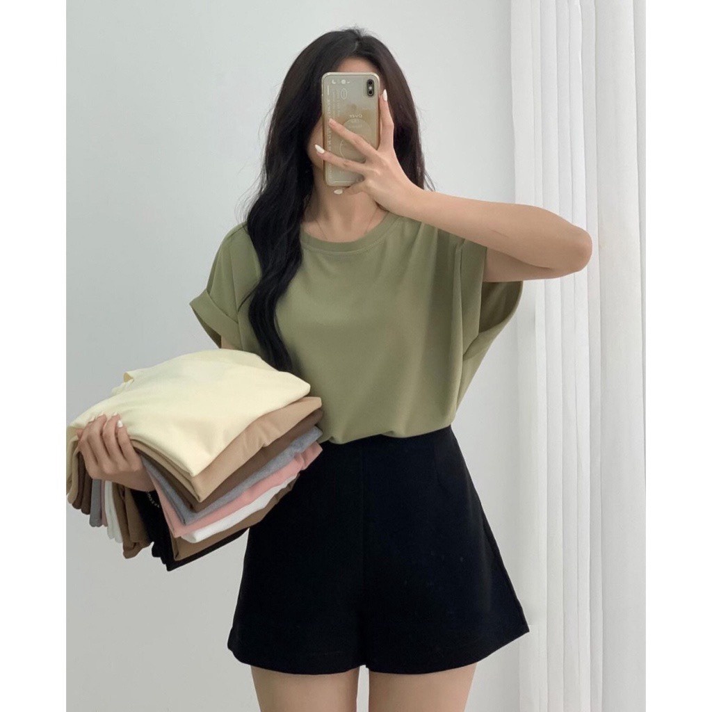 áo Phông Trơn Nữ Cánh Tay Rơi Chất Tổ Ong
