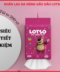 Khăn Lau đa Năng Gấu Dâu Lotso Bịch 200 Tờ Mềm Mại êm ái Ctb414 – Bechip