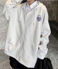 áo Khoác Nỉ Bông Có In Hình Trái Tim ở áo Siêu đáng Yêu Kèm Nón đẹp Form Rộng Nam Nữ Cá Tính Hàng Hot Trend-htm Fashion