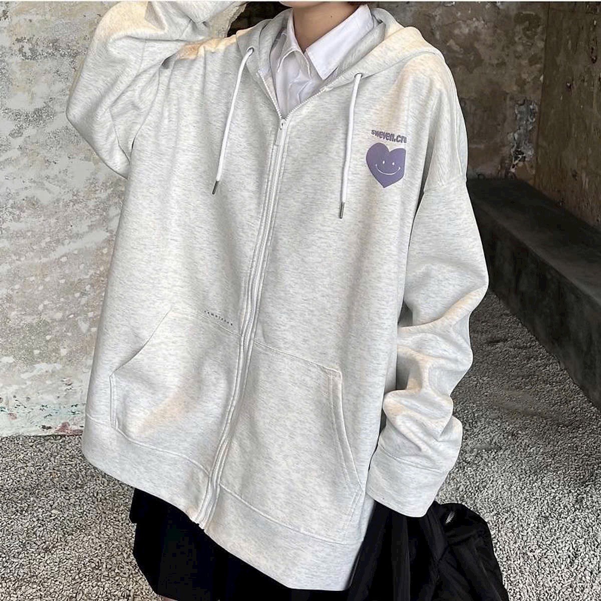 áo Khoác Nỉ Bông Có In Hình Trái Tim ở áo Siêu đáng Yêu Kèm Nón đẹp Form Rộng Nam Nữ Cá Tính Hàng Hot Trend-htm Fashion