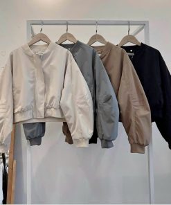 áo Khoác Nữ Phối Dáng Lửng Nữ Vải Dày Thoáng Mát Cổ Chữ V Có Khóa Kéo Zip Siêu Dễ Thương áo đẹp Hàng Hot Trend-htm Fashion