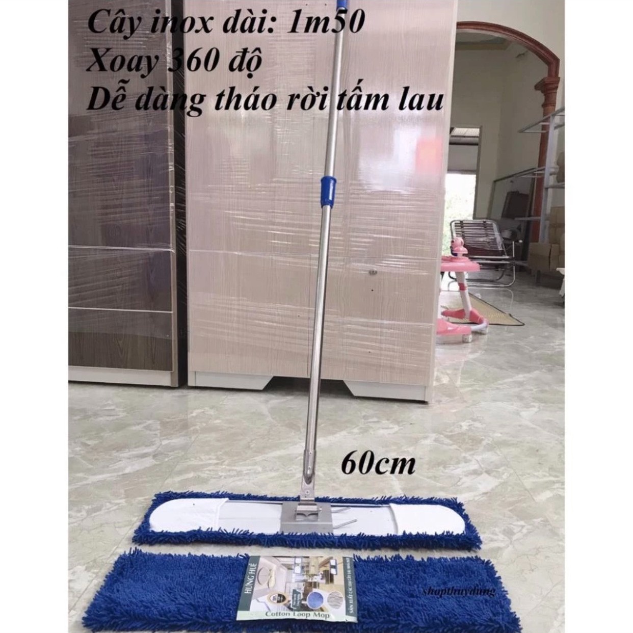 Cây Chổi Lau Nhà Công Nghiệp 60cm Hàng Loại 1 Ad399 – ánh Dương