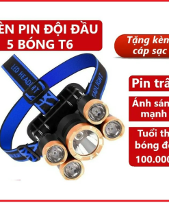 đèn Pin đội đầu Mini 5 Bóng Siêu Sáng, Kèm 2 Pin, Kèm Sạc Ctb429 – Bechip