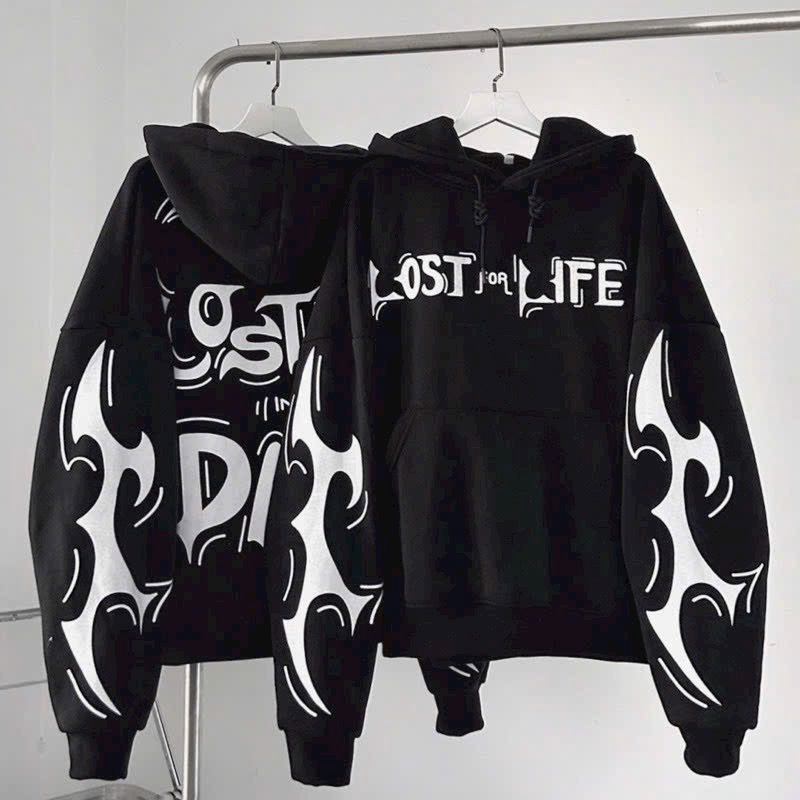 áo Khoác Hoodie Nỉ Nam Nữ Có Phối Chữ Lost Life Siêu Xinh Luôn Chất Vải Dày Mịn Lắm Có Form Rộng Mũ Trùm đầu áo đẹp Hàng Hot Trend-htm Fashion