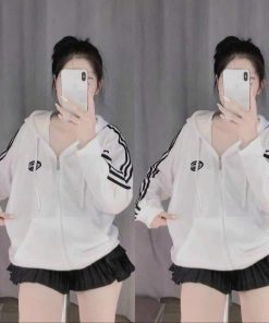 áo Khoác Dáng đẹp Nữ Siêu Xinh Có Phối 3 Sọc Viền Tay áo Chất Vải Nỉ Dày Mịn Kèm Nón Trùm đầu đẹp Hàng Luôn Hot Trend-htm Fashion