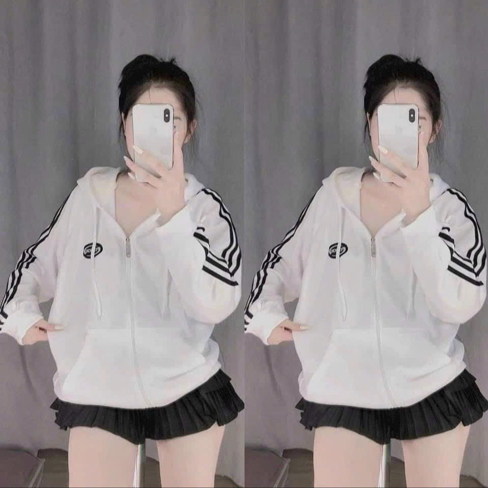 áo Khoác Dáng đẹp Nữ Siêu Xinh Có Phối 3 Sọc Viền Tay áo Chất Vải Nỉ Dày Mịn Kèm Nón Trùm đầu đẹp Hàng Luôn Hot Trend-htm Fashion