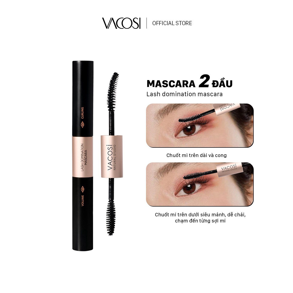 Cây Mascara 2 đầu Dài Và Cong Mi 10g – Natural Lash Domination Mascara Vacosi