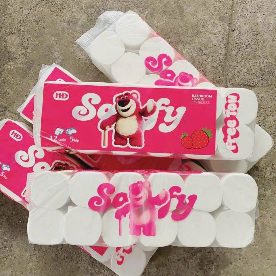 Bịch 10 Cuộn Giấy Vệ Sinh Gấu Dâu Lotso Tặng Kèm 1 Gói Khăn ướt – Gdn