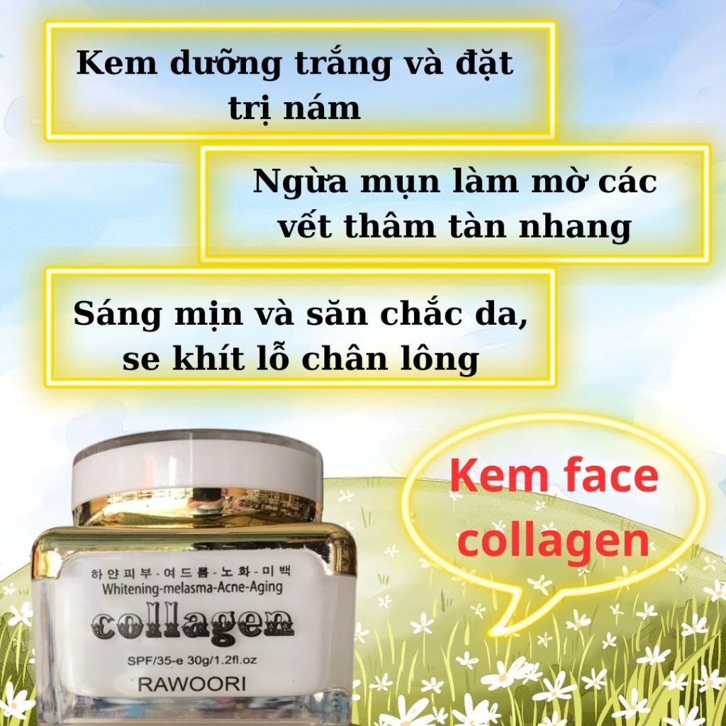 Kem Face Collageen Rawoori 30g Dưỡng Da Sáng Mịn , Ngừa Mụn , Phục Hồi Da Hư Tổn Kt1-gdn