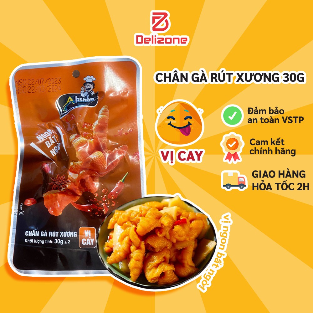 ( Thùng 50 Gói) Chân Gà Alishan Vị Cay Gói 30g – Deli