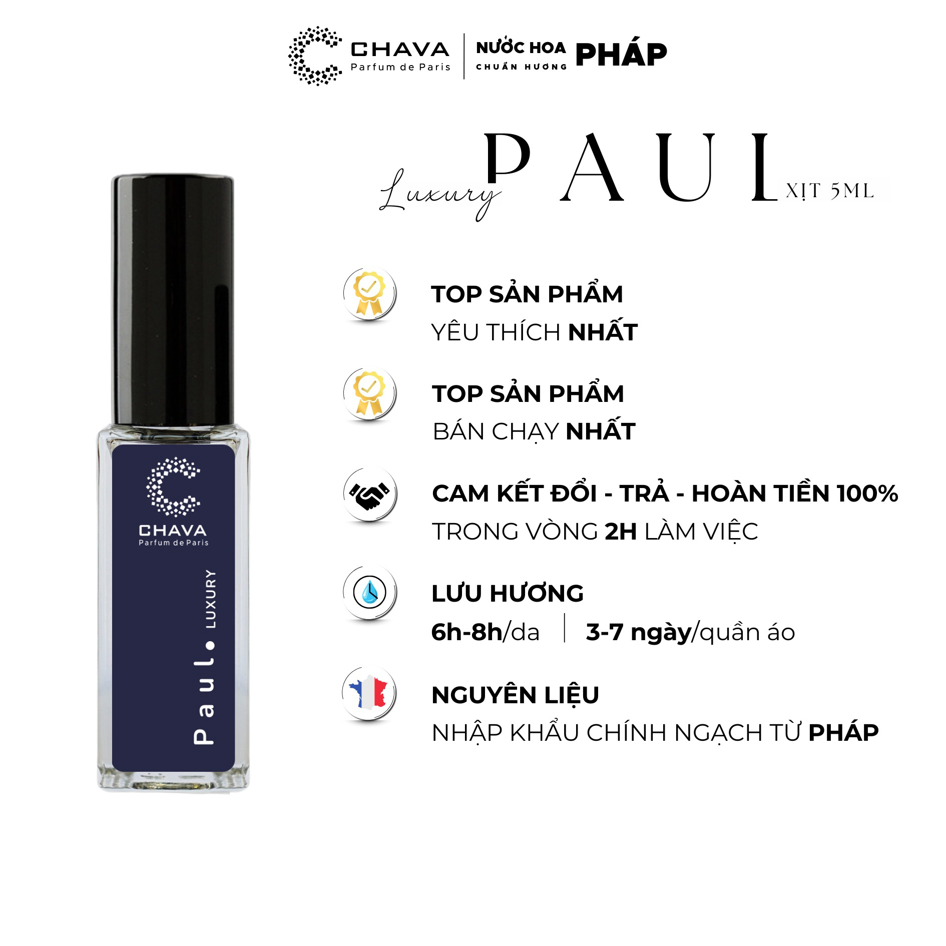 Nước Hoa Nam Mini Luxury Paul 5ml Phong Cách Xịt – Chava