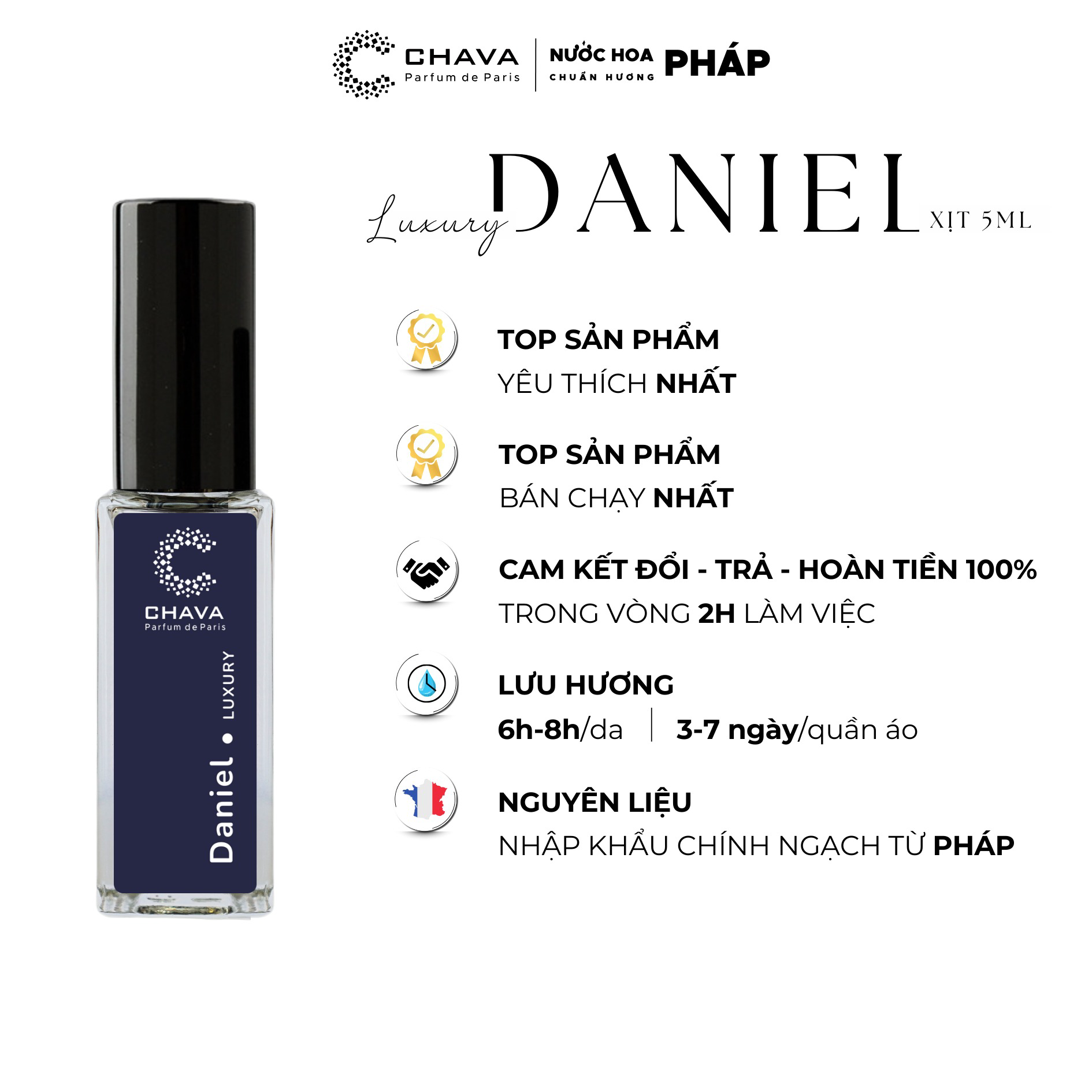 Nước Hoa Nam Mini Luxury Daniel 5ml Phong Cách Xịt – Chava