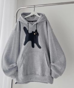 áo Khoác Hoodie Mèo Mun Vải Nỉ Lót Bông Dày Dặn Thu đông Form Rộng Unisex Nam Nữ Cực Dễ Thương