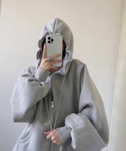 áo Khoác Nỉ Nữ Phối Form Rộng Chất Vải Dày Mịn Kèm Nón Trùm đầu Cute Phối Kiểu Trơn Hàng đẹp Hot Trend-htm Fashion