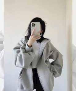 áo Khoác Nỉ Nữ Phối Form Rộng Chất Vải Dày Mịn Kèm Nón Trùm đầu Cute Phối Kiểu Trơn Hàng đẹp Hot Trend-htm Fashion