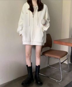 áo Khoác Nỉ Nữ Phối Form Rộng Chất Vải Dày Mịn Kèm Nón Trùm đầu Cute Phối Kiểu Trơn Hàng đẹp Hot Trend-htm Fashion