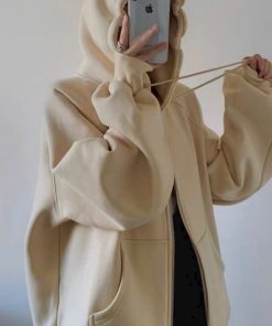 áo Khoác Nỉ Nữ Phối Form Rộng Chất Vải Dày Mịn Kèm Nón Trùm đầu Cute Phối Kiểu Trơn Hàng đẹp Hot Trend-htm Fashion