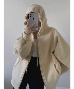 áo Khoác Nỉ Nữ Phối Form Rộng Chất Vải Dày Mịn Kèm Nón Trùm đầu Cute Phối Kiểu Trơn Hàng đẹp Hot Trend-htm Fashion