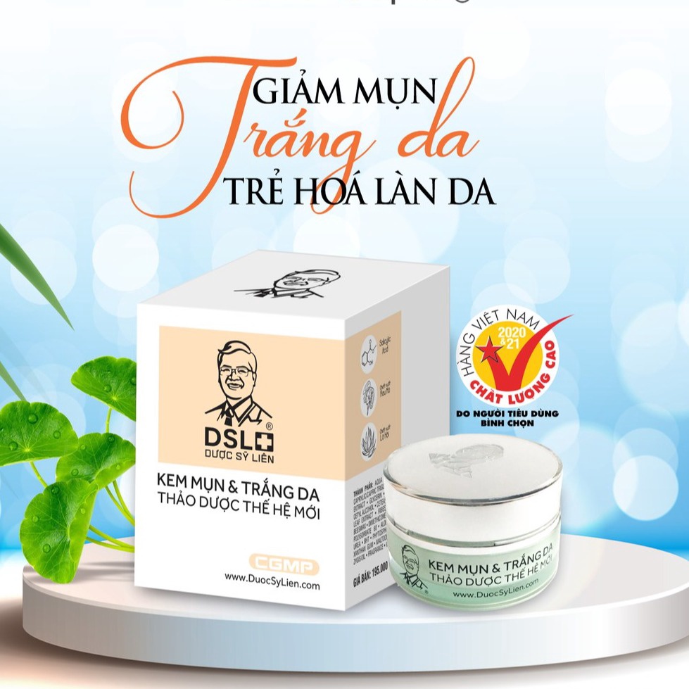 Kem Mụn & Trắng Da Thảo Dược Thế Hệ Mới 12g- Dược Sĩ Liên