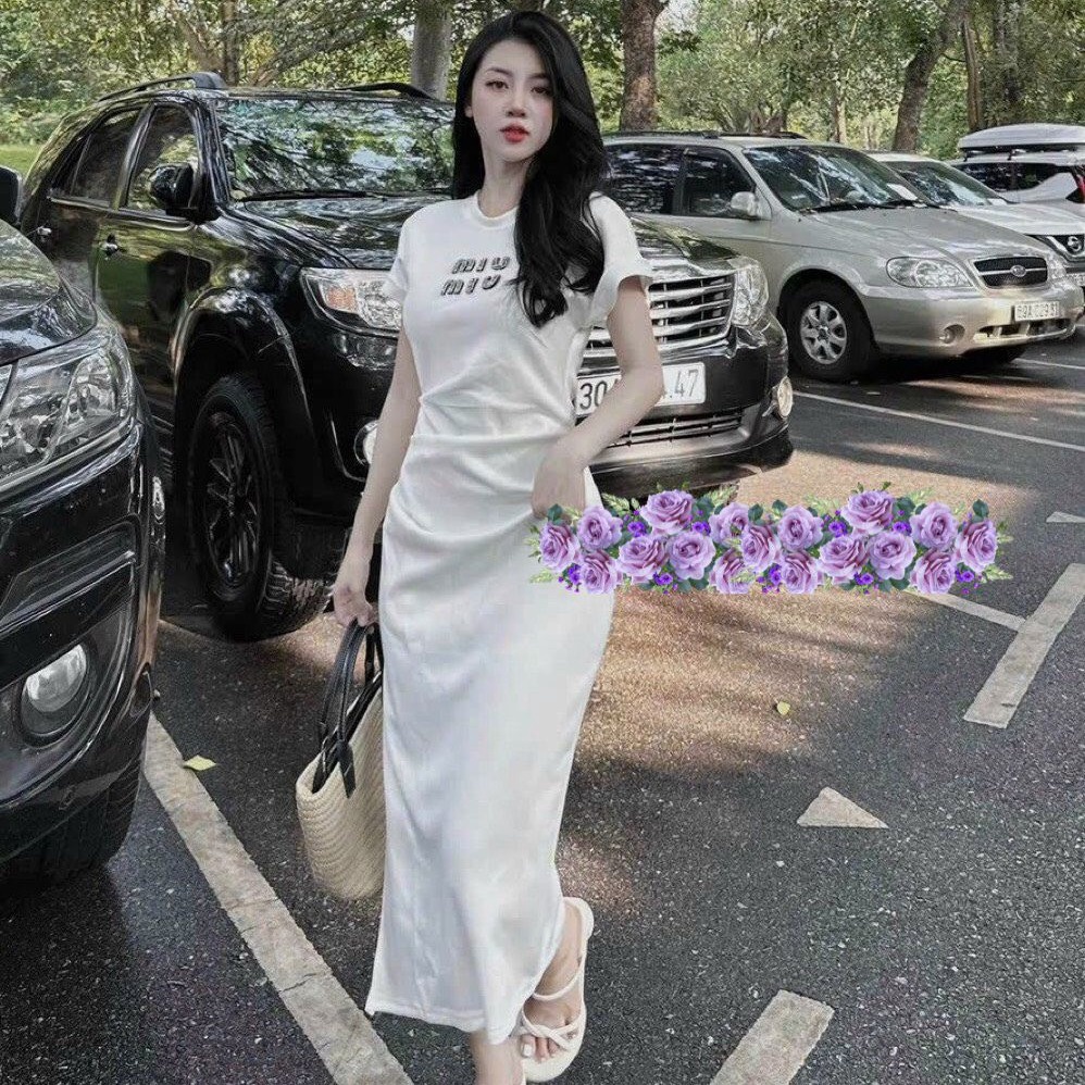đầm Nữ Suông Dài Thêu Miumiu Thun Gân – Ausa House