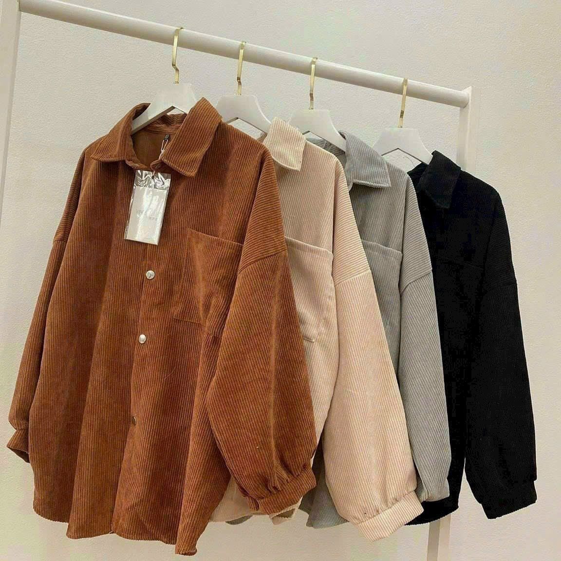 áo Sơ Mi Nhung Nữ Với Chất Vải Dày Mịn Kèm Túi Có Kiểu Dáng Cổ Bẻ Form Rộng Cực Xinh Hàng Mới Hot Trend-htm Fashion