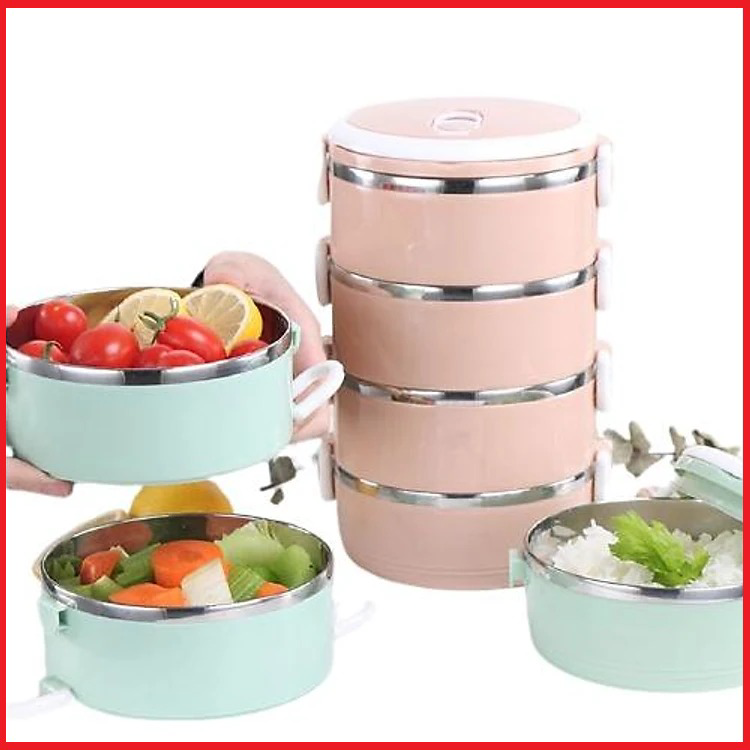 Hộp Cơm Lúa Mạch 4 Tầng Lõi Inox, Hộp Cơm Giữ Nhiệt 4 Tầng Ctb460 – Bechip