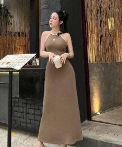 đầm Váy Nữ Cổ Yếm Dáng Dài Chất Thun Gân Bt631 – Nana House