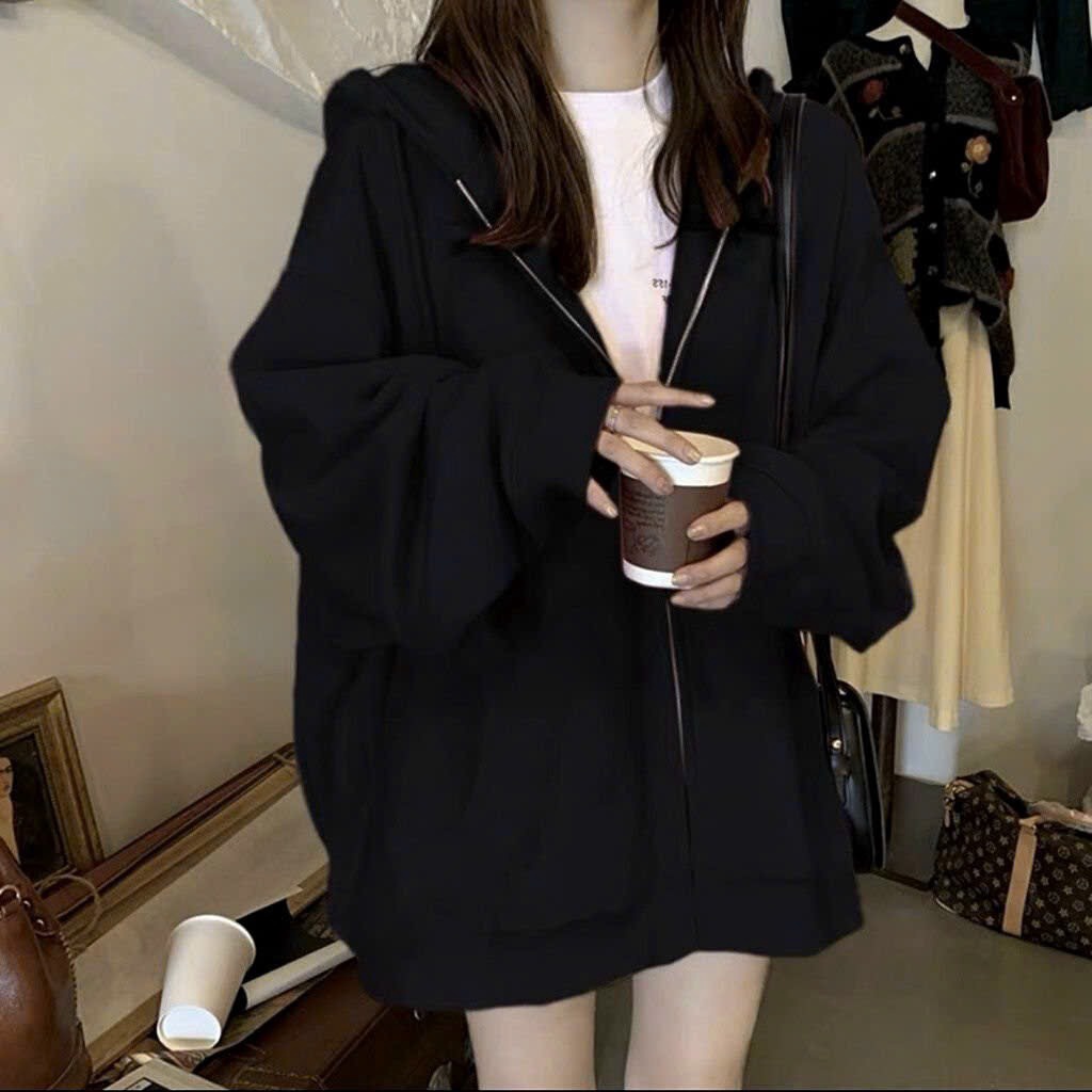 áo Khoác Nỉ Trơn Tay Phồng Dây Kéo Zip Nam Nữ Unisex Form Rộng Gu723 – Sam Store
