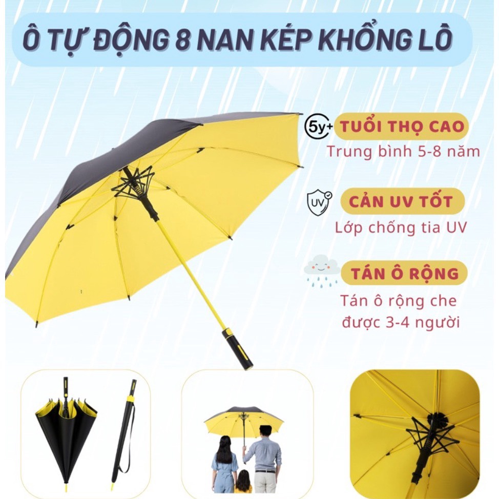 ô Dù Che Mưa, Che Nắng Chống Tia Uv Cỡ Lớn 2 Lớp, 8 Nan To Cán Dài Chống Gỉ đóng Mở Tự động, Có Vỏ Rút Ngăn Nước Tràn Ad422 – ánh Dương