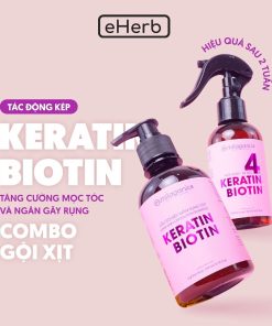 Combo Siêu Mọc Tóc Dầu Gội 240ml & Xịt Mọc Tóc 150ml Biotin & Keratin 4% Siêu Tăng Cường Mọc Tóc, Ngừa Rụng – Milaganics