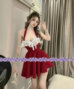 đầm Nữ Nhung Phối Ren – Ausa House