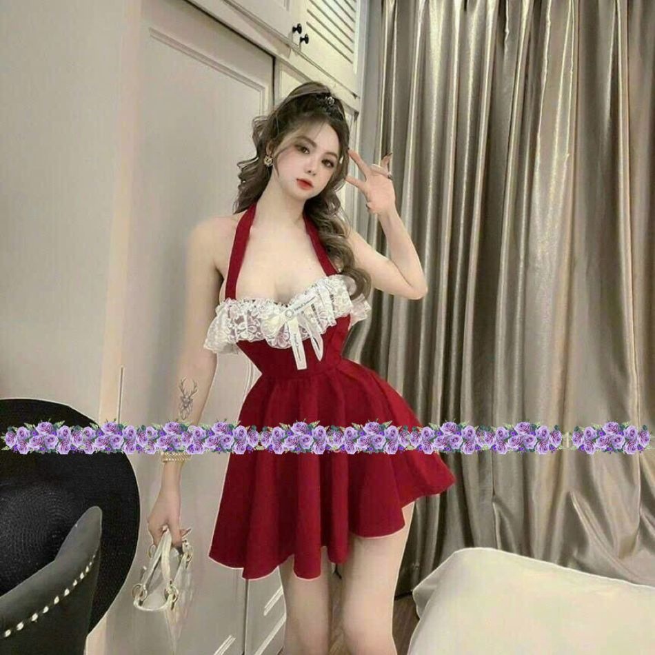 đầm Nữ Nhung Phối Ren – Ausa House