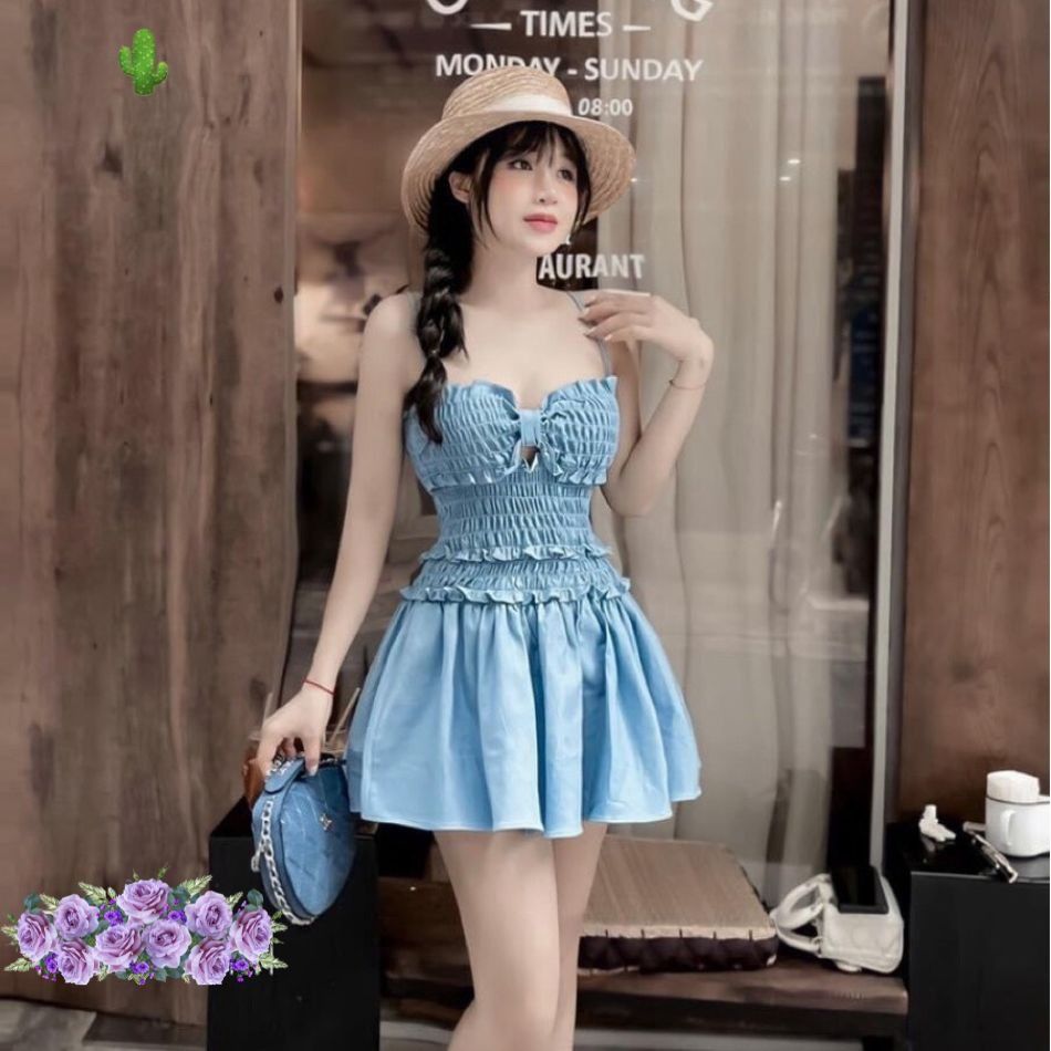 đầm Nữ Jeans Denim Nơ Nhúng – Ausa House