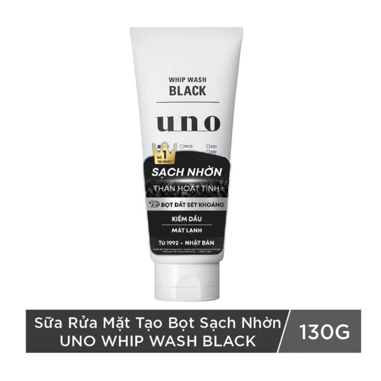 Sữa Rửa Mặt Tạo Bọt Sạch Nhờn Whip Wash Black Uno 130gr – Shiseido