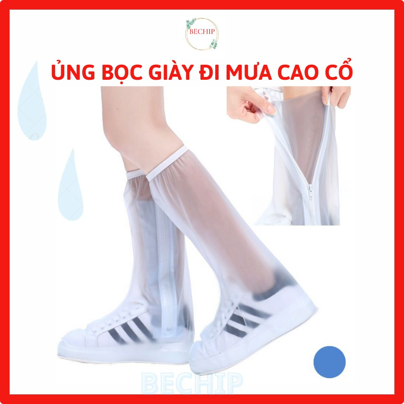 Giày đi Mưa, ủng Bọc Giày đi Mưa Cổ Cao Có đế Chống Trơn Trượt Trắng, Nâu Ctb478 – Bechip
