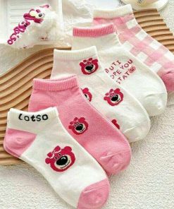 Set 5 đôi Tất Vớ Cổ Ngắn Gấu Hồng Lotso – Su Clothing